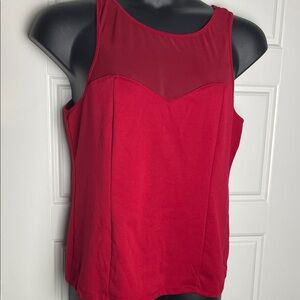 Ambiance Red Sleeveless Sheer Mesh Top Size 1X